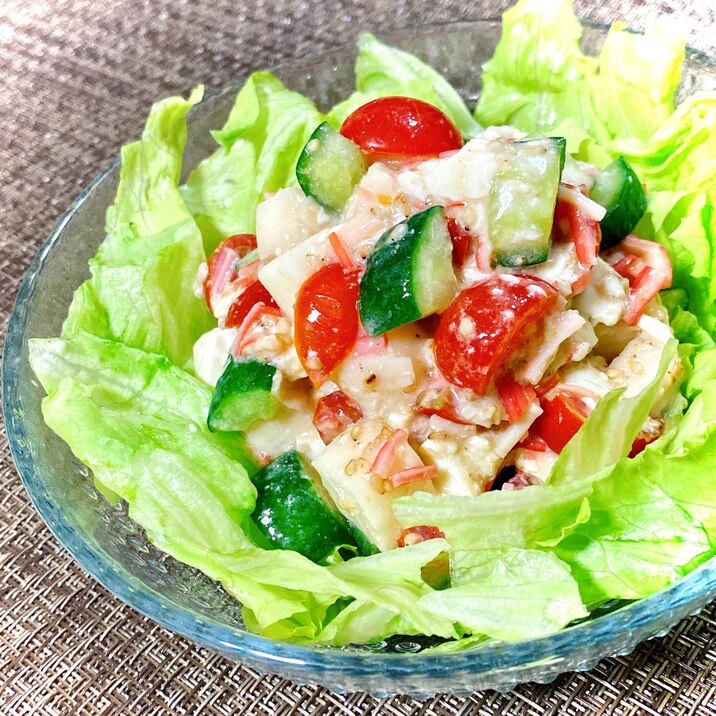 豆腐と長芋のゴマだれサラダ